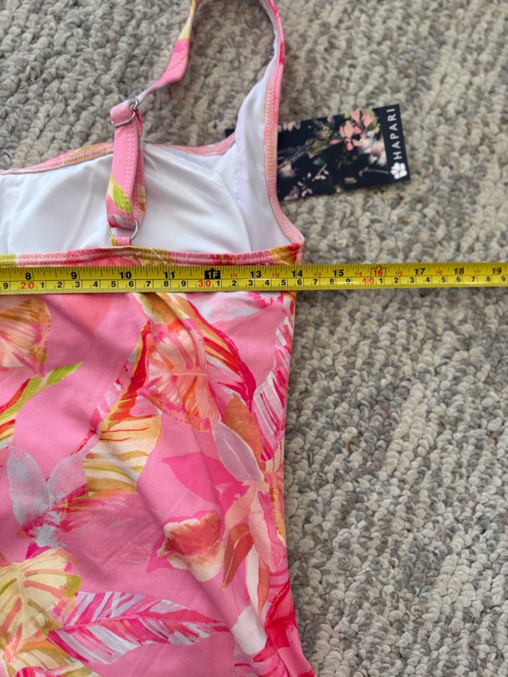 NWT Hapari Pink Tropical Tankini Top Size L Ruched Floral Swim Top - Picture 10 of 10
